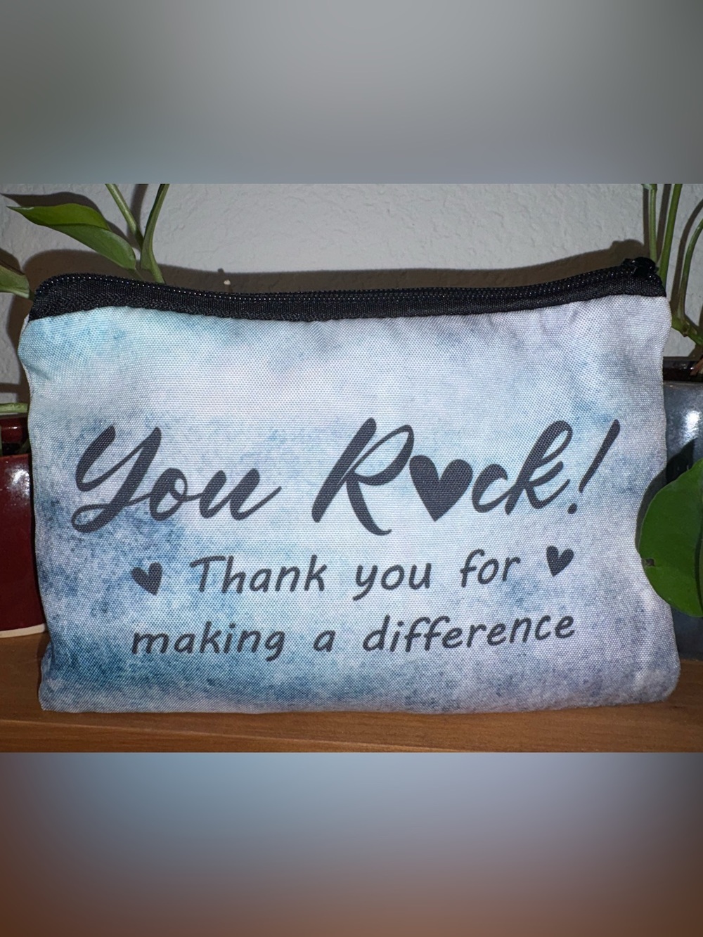 You Rock Printed Cosmetic Bag - Light Blue